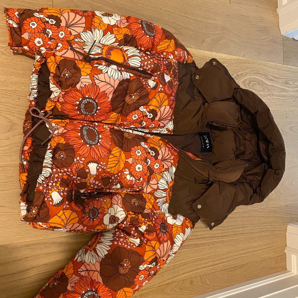 Zara floral (vintage look) puffer jacket